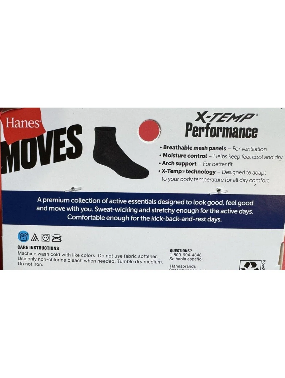 Hanes Performance X-Temp 6-Pair Gray Crew Socks Boys Large 3-9